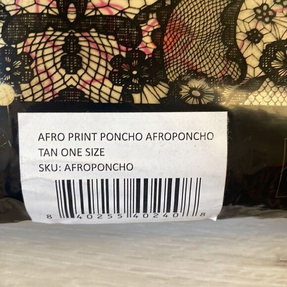 Izzy & Liv‎ Hooded Raincoat Afro print poncho One Size in Tan NWT - Picture 6 of 7